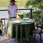 Magic Linen, Nappe ronde en lin - Forest Green