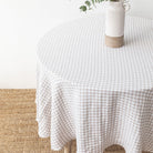 Magic Linen, Nappe ronde en lin - Vichy Naturel
