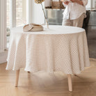 Magic Linen, Nappe ronde en lin - Vichy Naturel