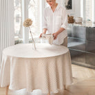 Magic Linen, Nappe ronde en lin - Vichy Naturel