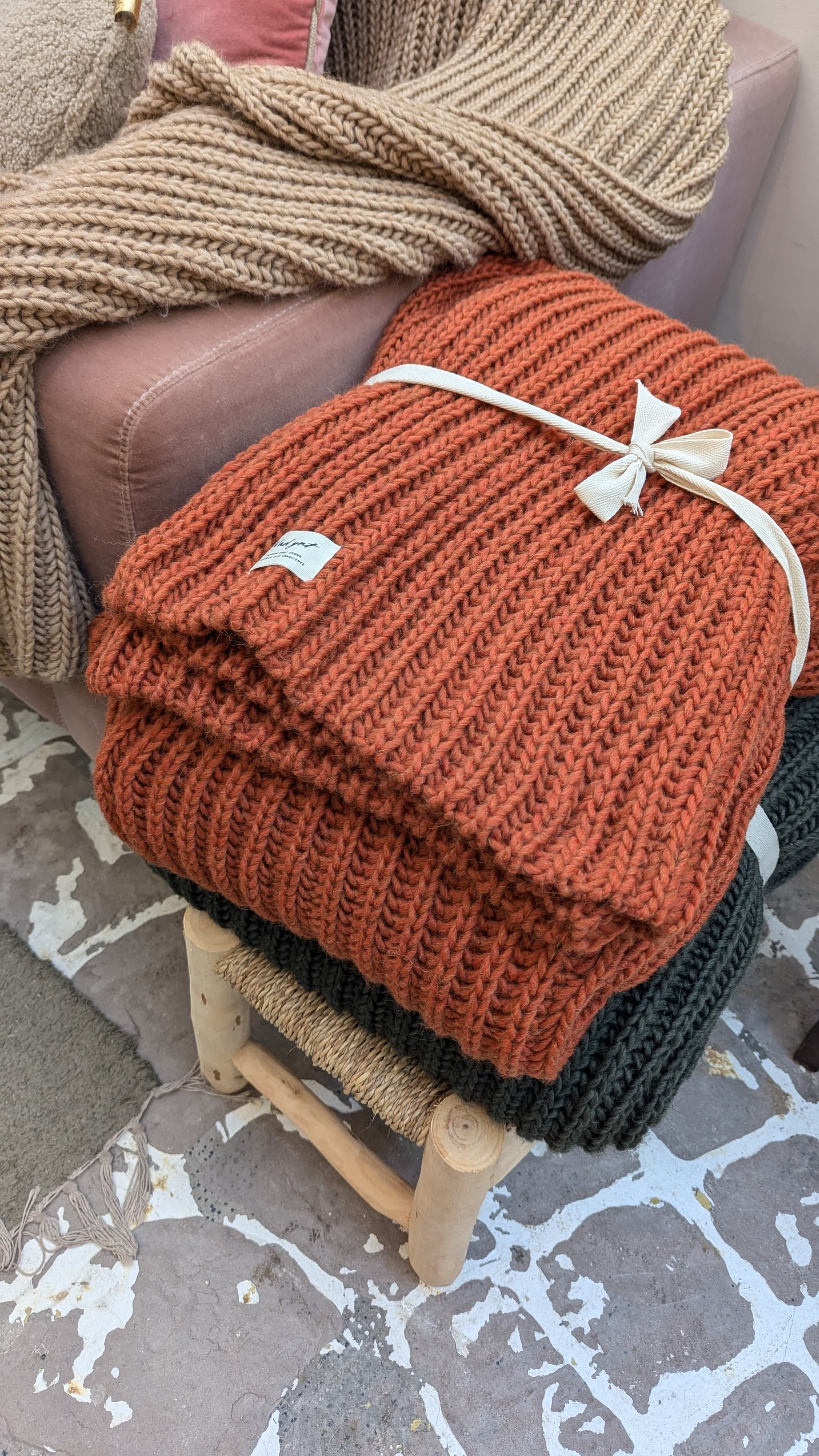 Nad Yut, Plaid en laine tressée - Brick