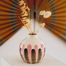 Oustao, Soliflore en céramique - Mediterranea Rayures rose&vert