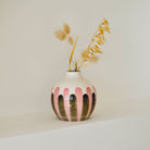 Oustao, Soliflore en céramique - Mediterranea Rayures rose&vert