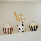 Oustao, Soliflore en céramique - Mediterranea Rayures rose&vert