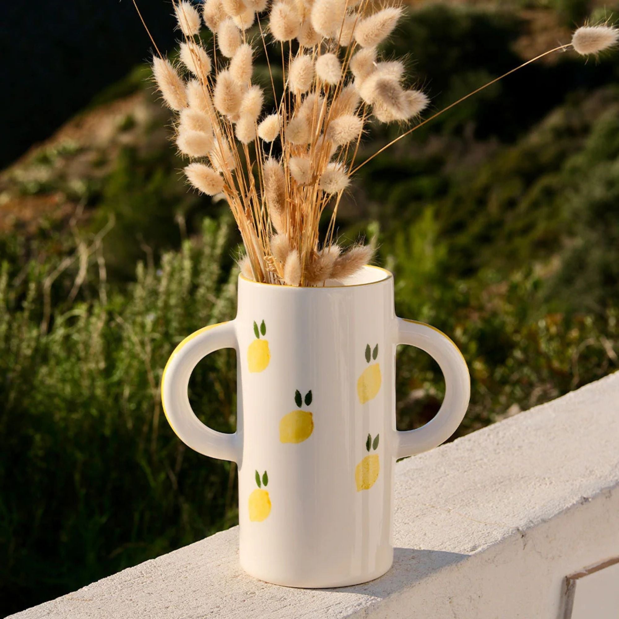 Oustao, Vase avec anses en céramique - Mediterranea Citron