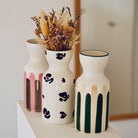 Oustao, Vase totem en céramique - Mediterranea Rayures vert&beige