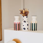 Oustao, Vase totem en céramique - Mediterranea Rayures vert&beige