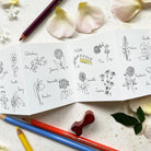 Papillonnage, Carte Accordéon - Fleurettes à colorier