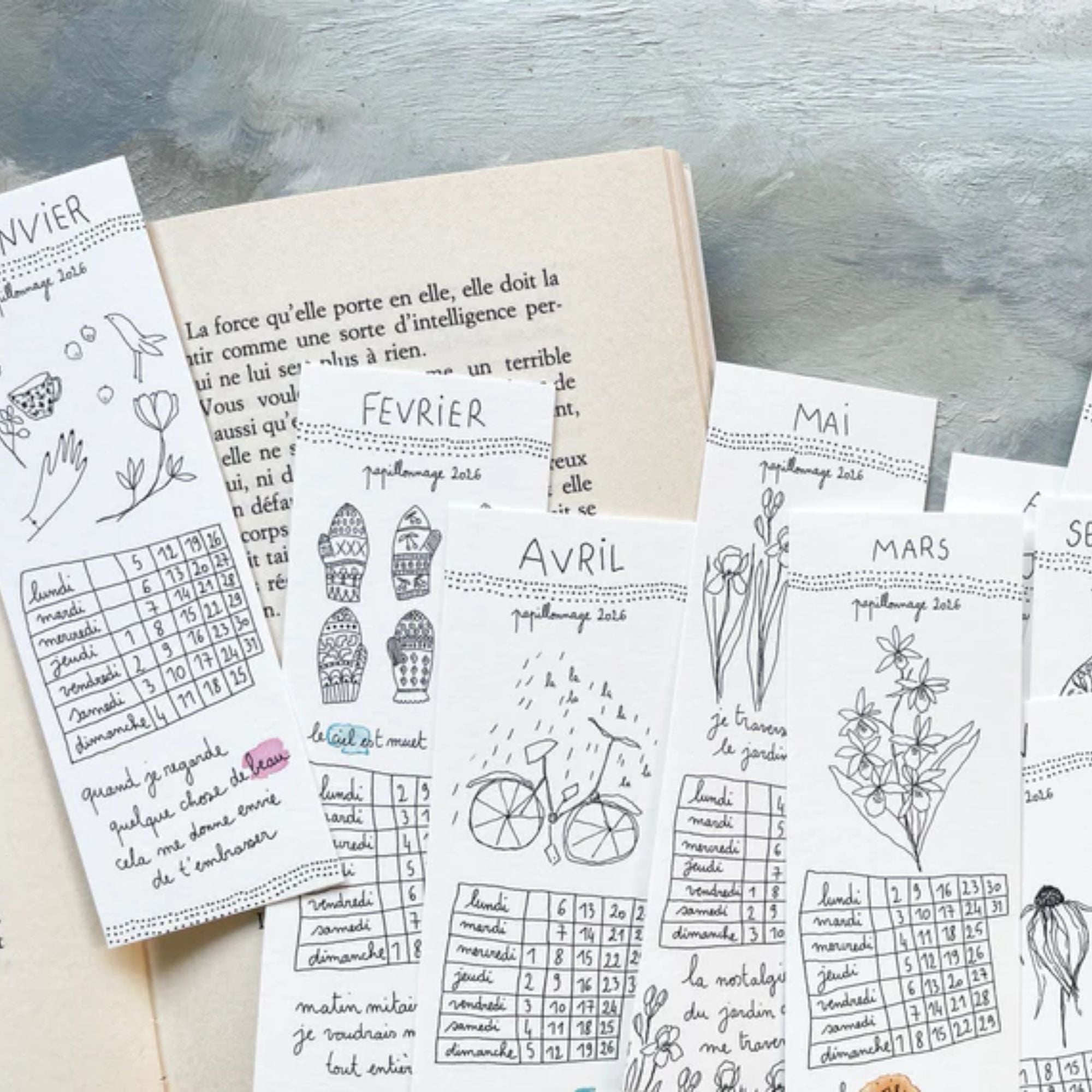 Papillonnage, Calendrier marque-page 2026