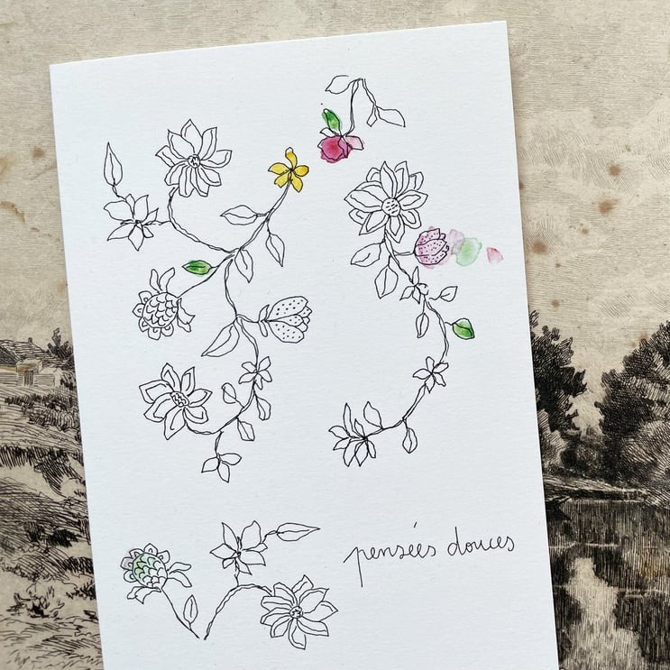 Carte Papillonnage - Pensées douces