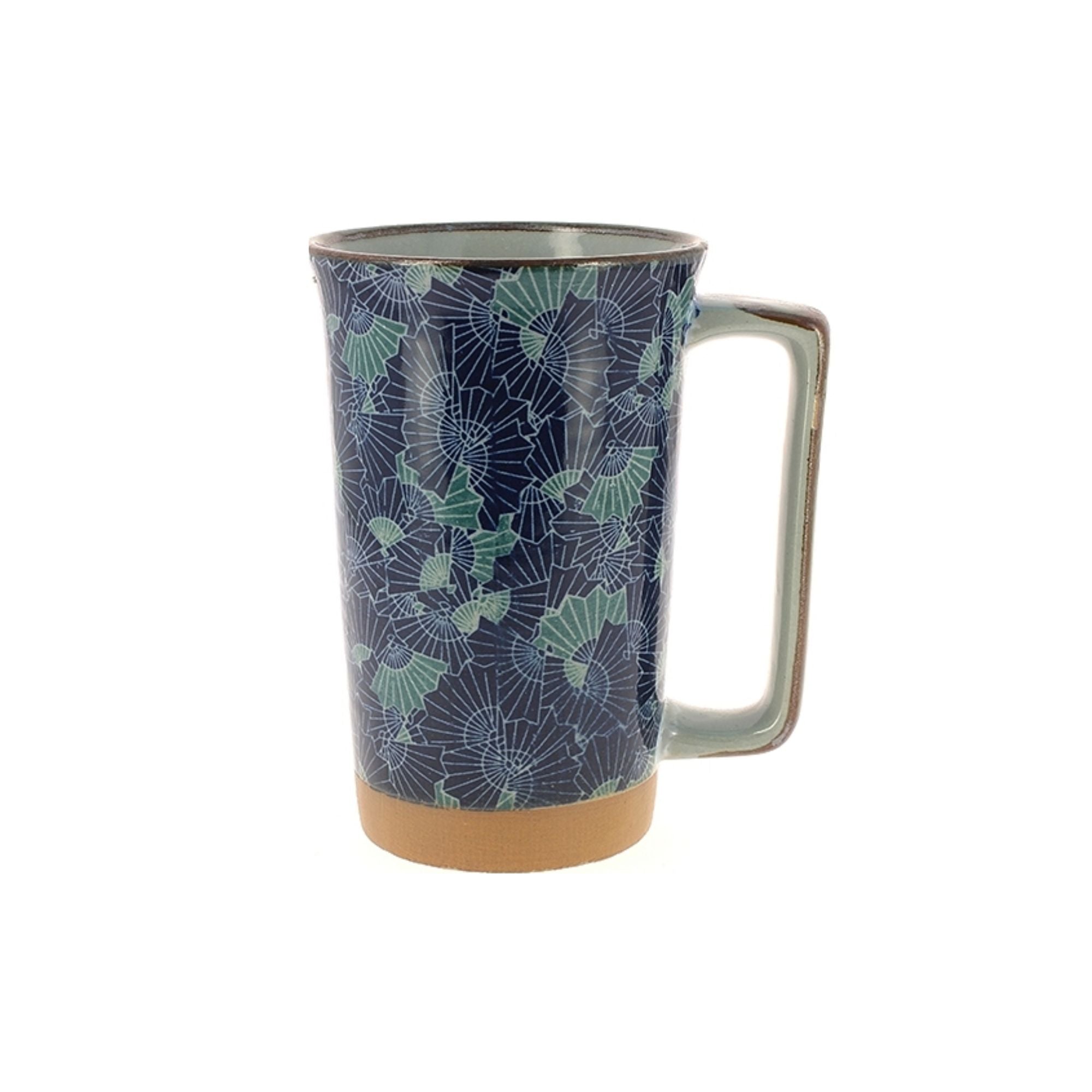 Porcelaine Japonaise, Grand mug - Éventail bleu