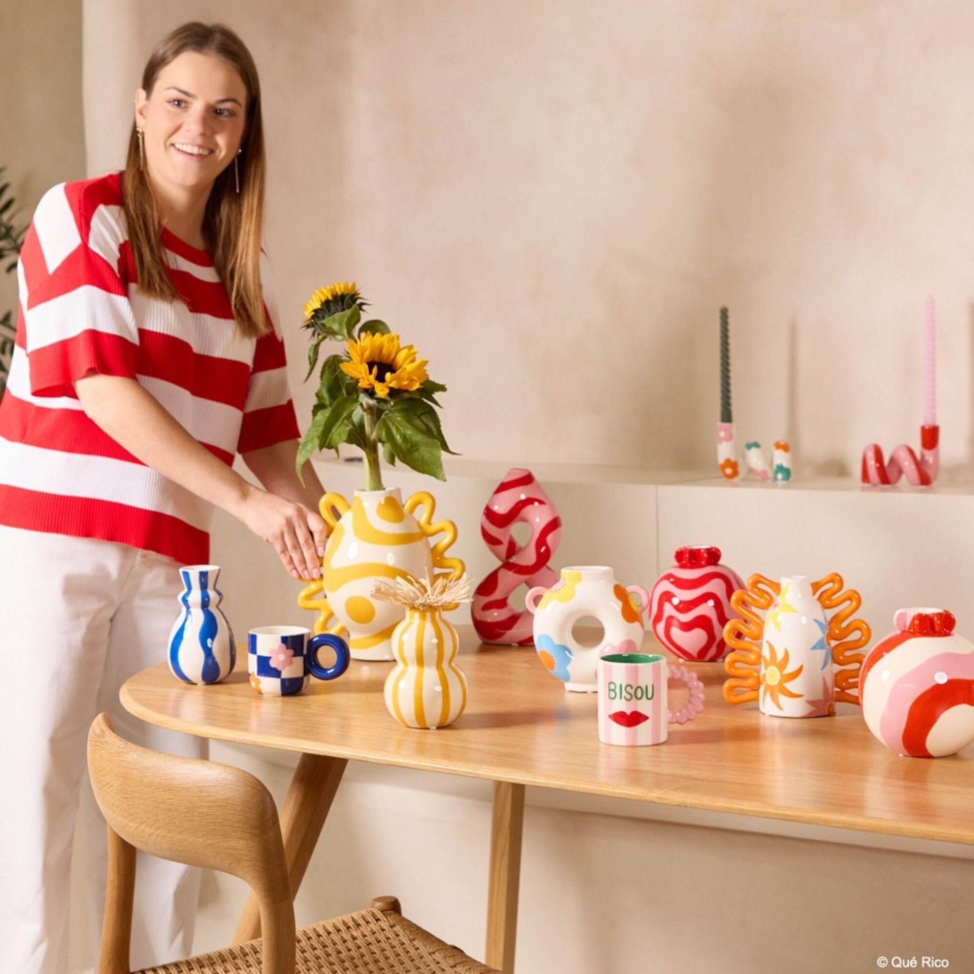 Qué Rico, Vase Carolina - Bold & Blue