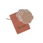 Tomète, Lot de 4 dessous de verre festonnés en lin -Rose poudré & Blanc