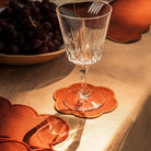 Tomète, Lot de 4 dessous de verre festonnés en lin - Tomette & Ocre jaune