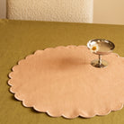 Tomète, Lot de 2 sets de table ronds festonnés en lin - Rose poudré