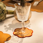 Tomète, Lot de 4 dessous de verre festonnés en lin - Ocre jaune & Tomette