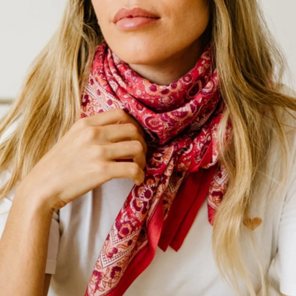 Bindi Atelier, Grand Foulard Indien - Garda Framboise