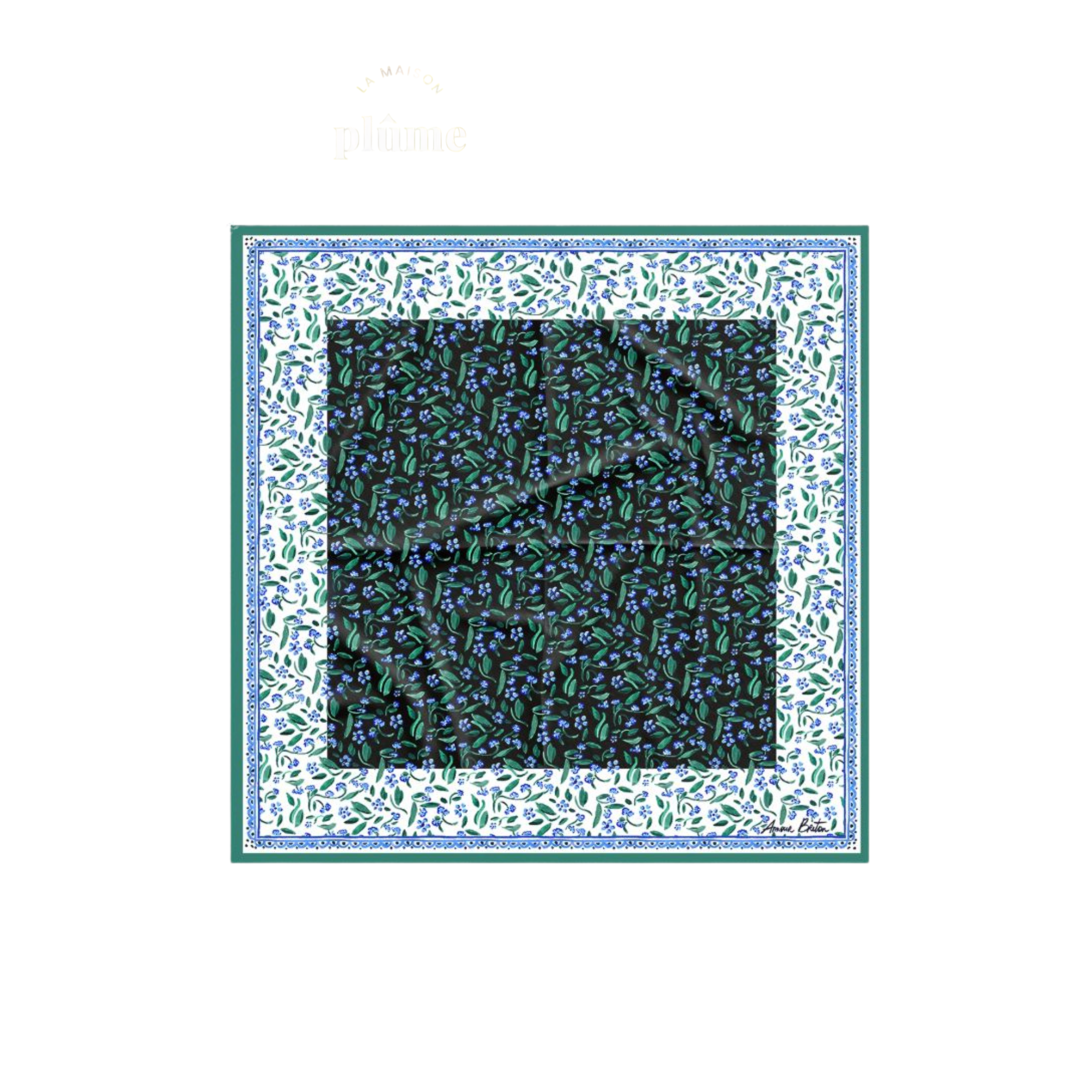 Foulard Amour Breton - Fleurs Bleues