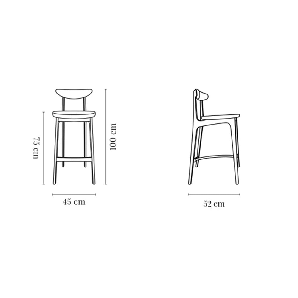 Chaise de bar 200-190 366 Concept - Taille M/75 Tissu Velours Velvet