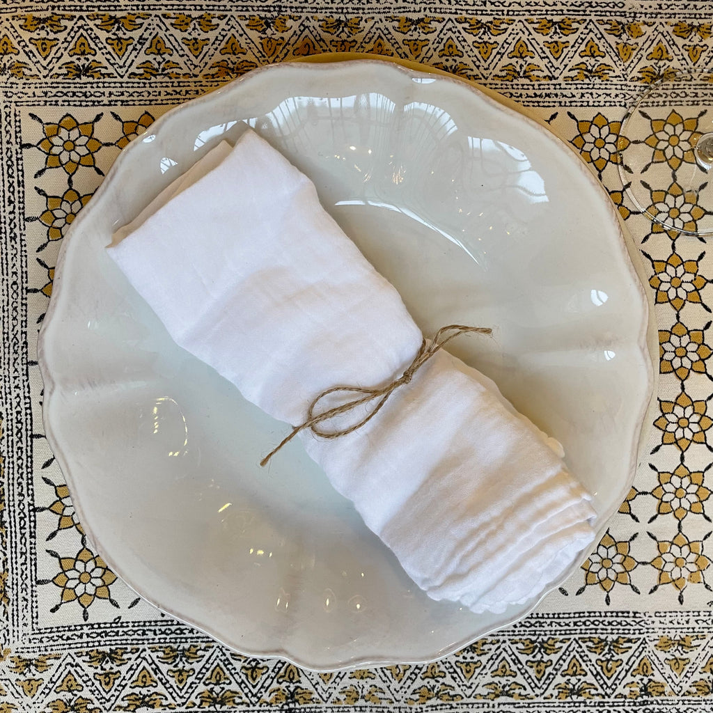 Serviette de table en voile de coton Haomy - Mykonos Blanc