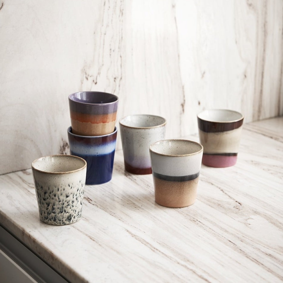 Coffret de 6 mugs en céramique 70's HK Living