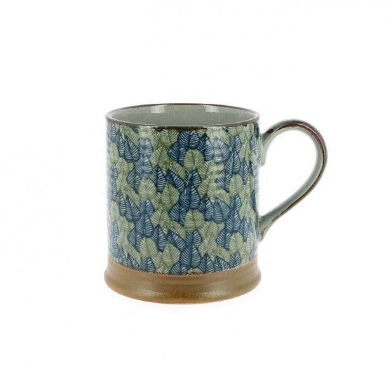Porcelaine japonaise - Mug fleurs bleues et vertes