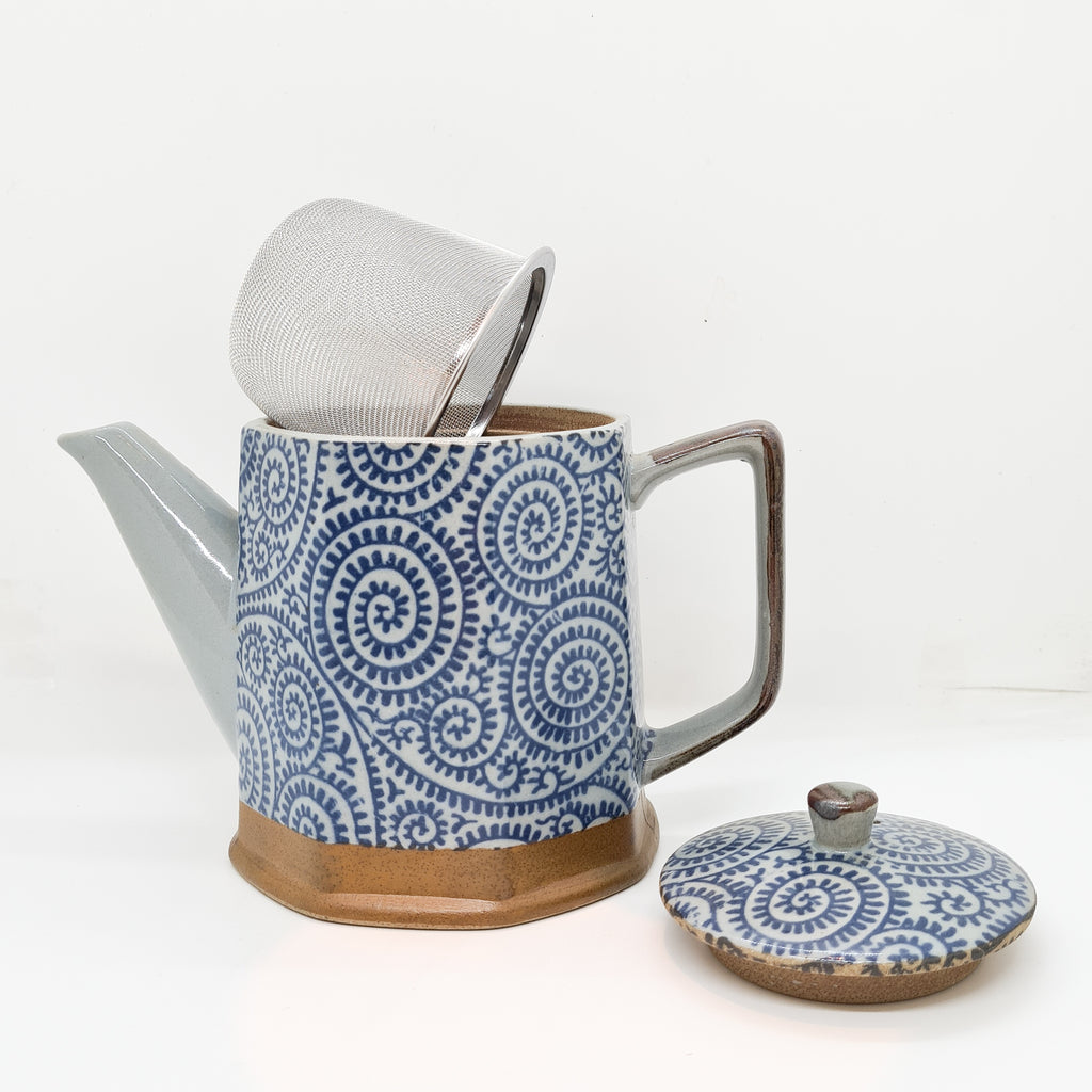 Porcelaine japonaise - Theière octogonale motif pieuvre