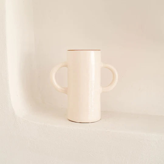 Vase avec anses en céramique Oustao - Mediterranea Uni blanc
